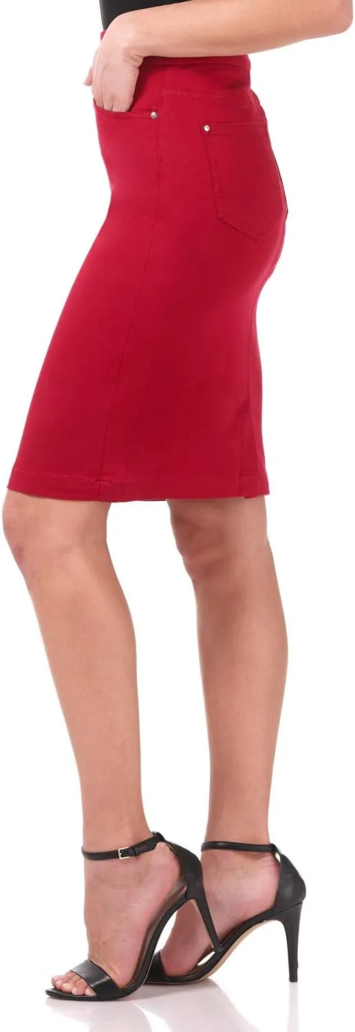 Rekucci Women's Ease into Comfort Chic n' Casual Stretch Jean Skirt