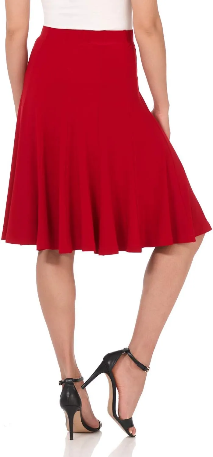 Rekucci Women's Ease into Comfort Flared Knee Length Knit Skirt