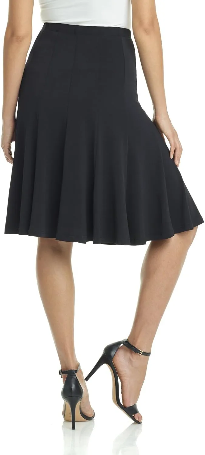 Rekucci Women's Ease into Comfort Flared Knee Length Knit Skirt