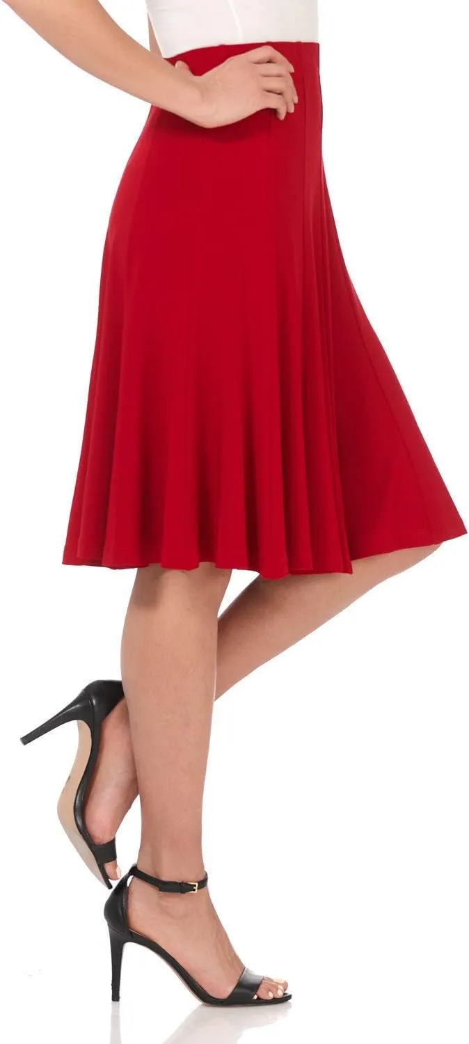 Rekucci Women's Ease into Comfort Flared Knee Length Knit Skirt