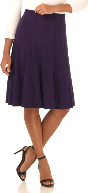 Rekucci Women's Ease into Comfort Flared Knee Length Knit Skirt