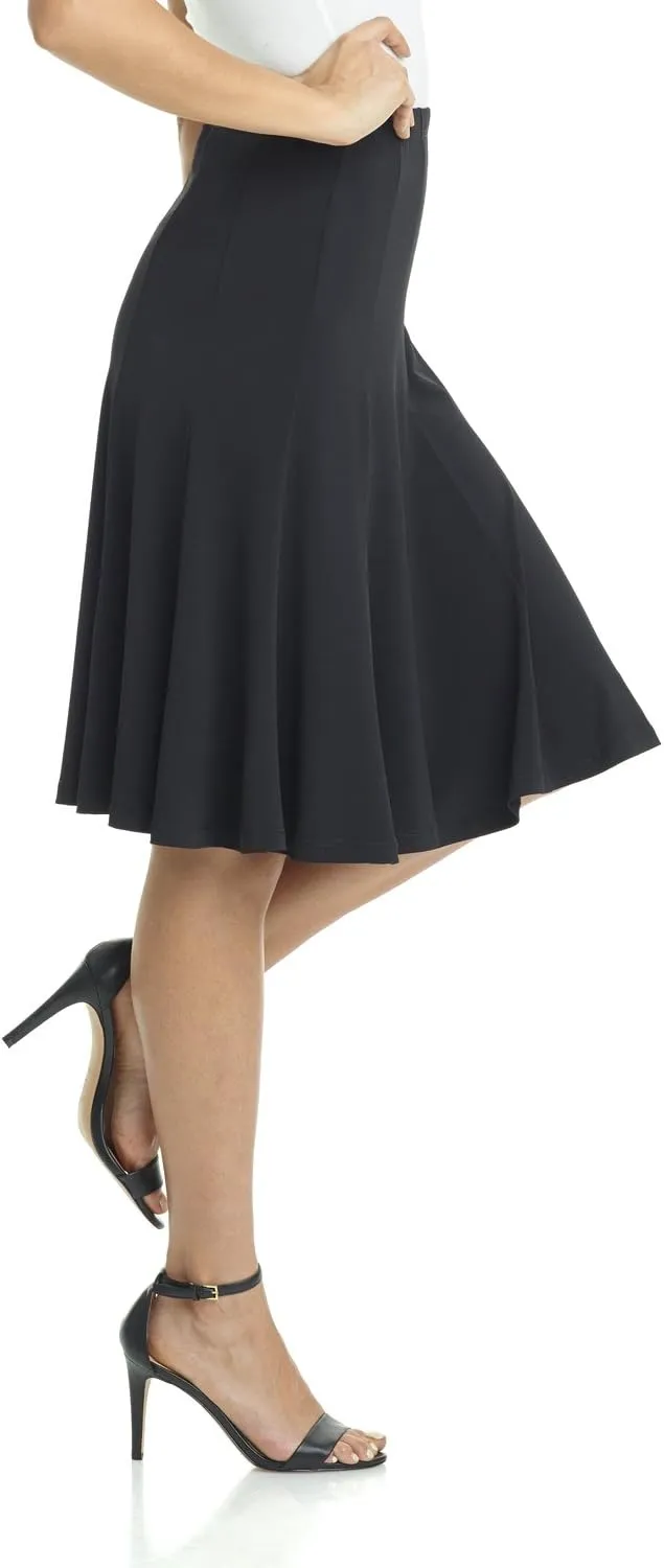 Rekucci Women's Ease into Comfort Flared Knee Length Knit Skirt