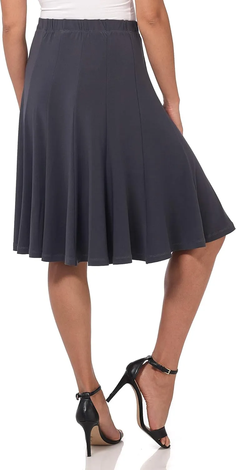 Rekucci Women's Ease into Comfort Flared Knee Length Knit Skirt
