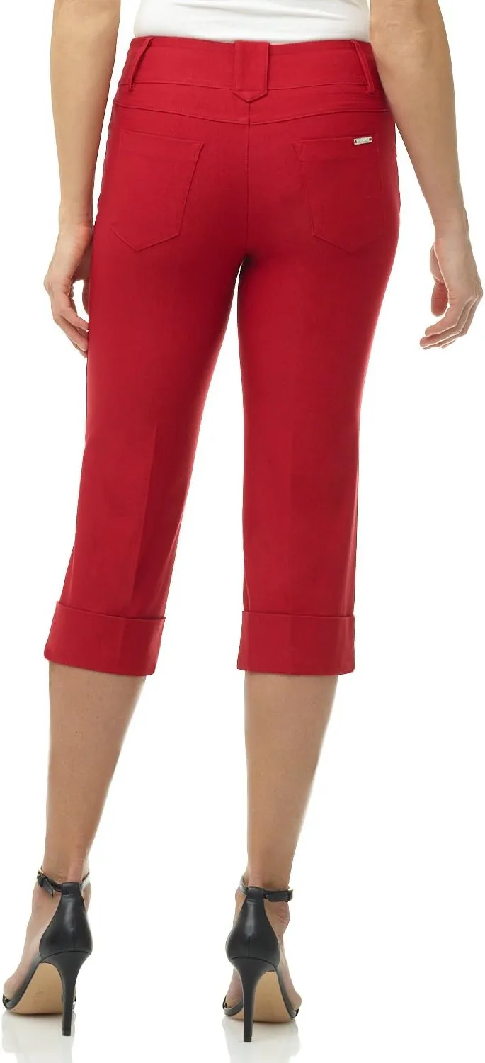 Rekucci Women's Ease into Comfort Modern Classic Cuffed Capri