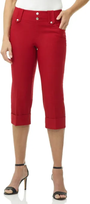 Rekucci Women's Ease into Comfort Modern Classic Cuffed Capri