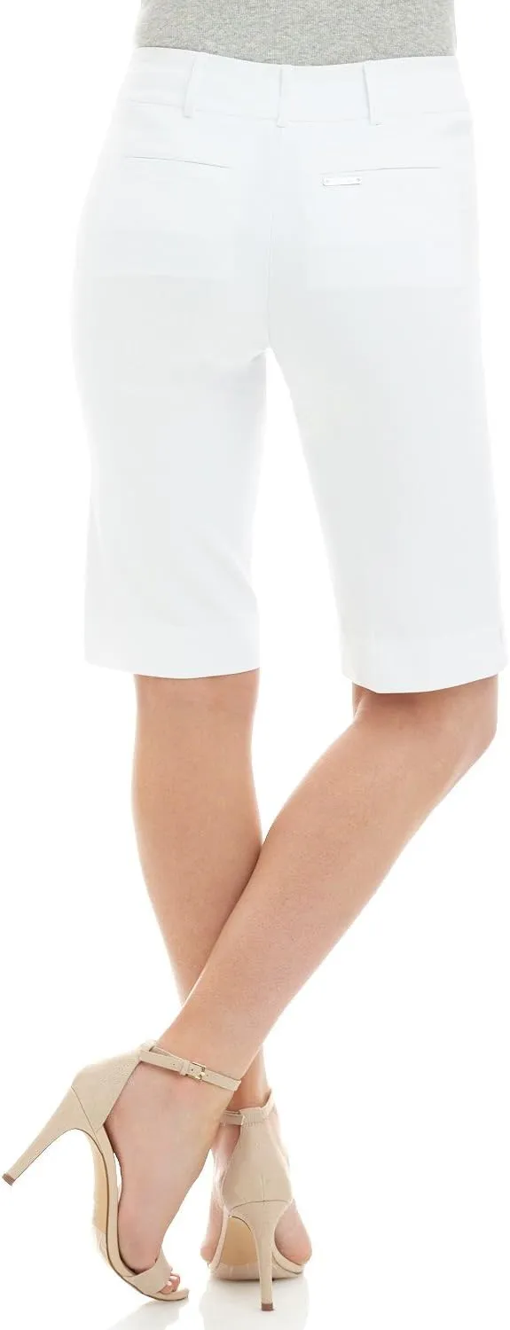 Rekucci Women's Ease Into Comfort Modern Pull-On Bermuda Short with Pockets