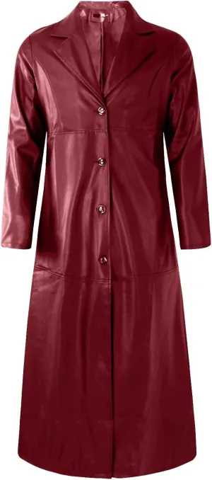 RTRDE Men's Jacket Black Faux Leather Jackets Long Motorcycle Overcoat Trench Jackets, M-5XL