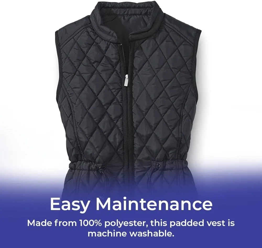 SAGEFINDS Womens Quilted Vest, Stand Collar, Lightweight Padded Vest with Zipper, Pockets and Adjustable Toggle Waist