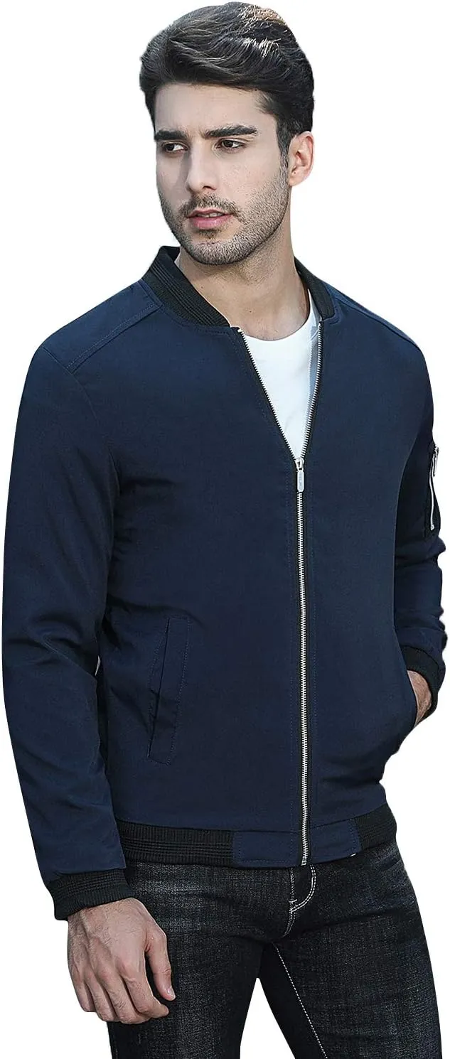 sandbank Men's Slim Fit Lightweight Softshell Flight Bomber Jacket Coat