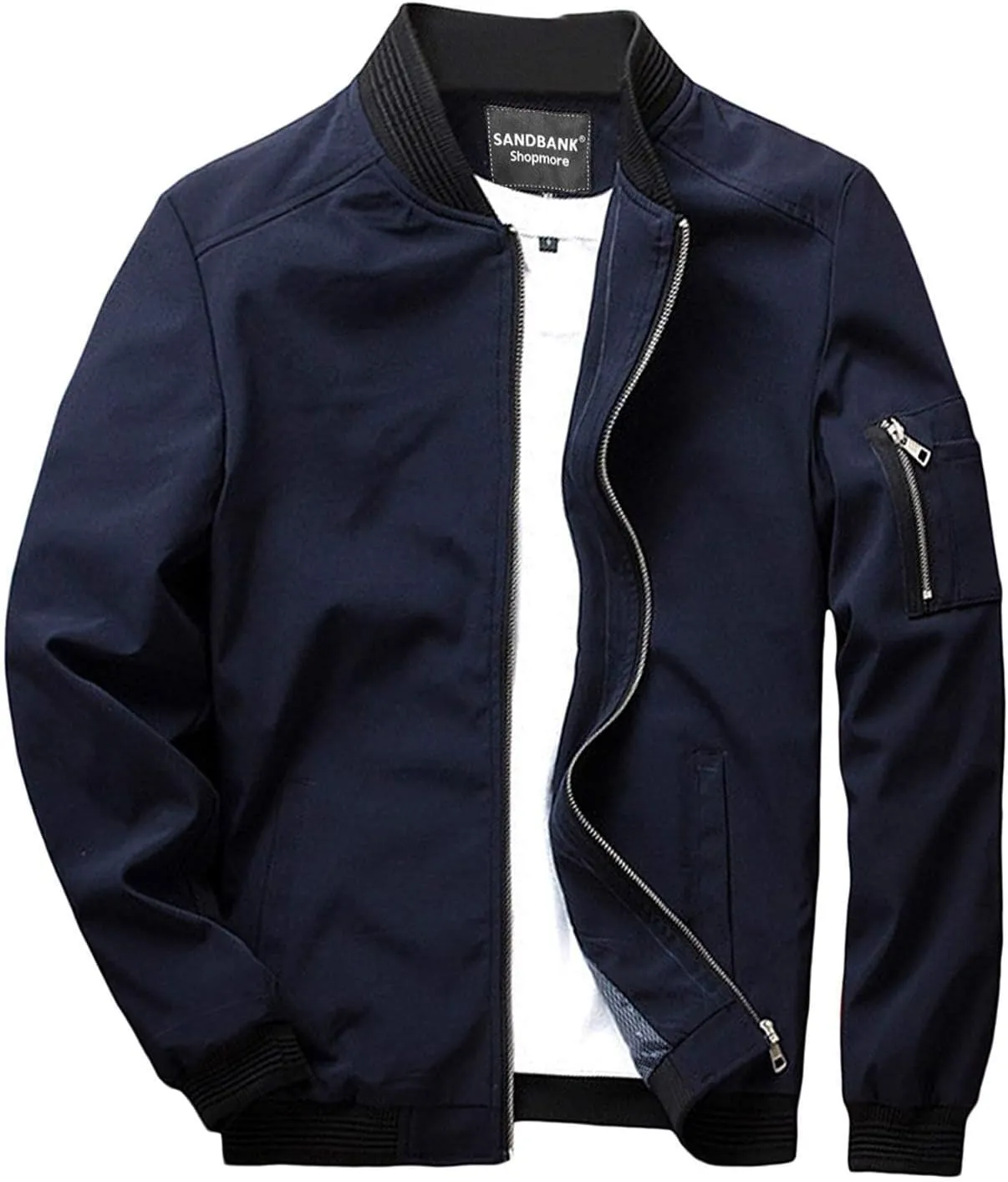 sandbank Men's Slim Fit Lightweight Softshell Flight Bomber Jacket Coat
