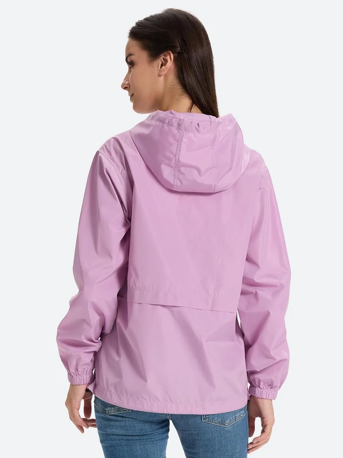 SaphiRose Lightweight Rain Jacket Women Waterproof Breathable Raincoat Packable Hooded Windbreaker