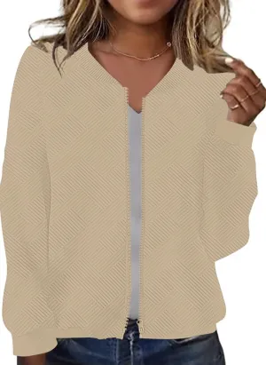 SAUKOLE Womens Full Zipper Sweatshirt Jackets 2024 Fashion Lightweight Casual Long Sleeve Shirt Jacket Coats