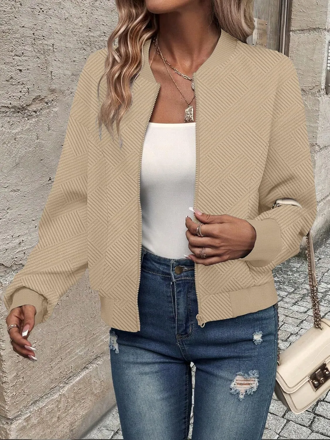 SAUKOLE Womens Full Zipper Sweatshirt Jackets 2024 Fashion Lightweight Casual Long Sleeve Shirt Jacket Coats
