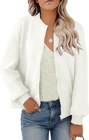 SAUKOLE Womens Full Zipper Sweatshirt Jackets 2024 Fashion Lightweight Casual Long Sleeve Shirt Jacket Coats