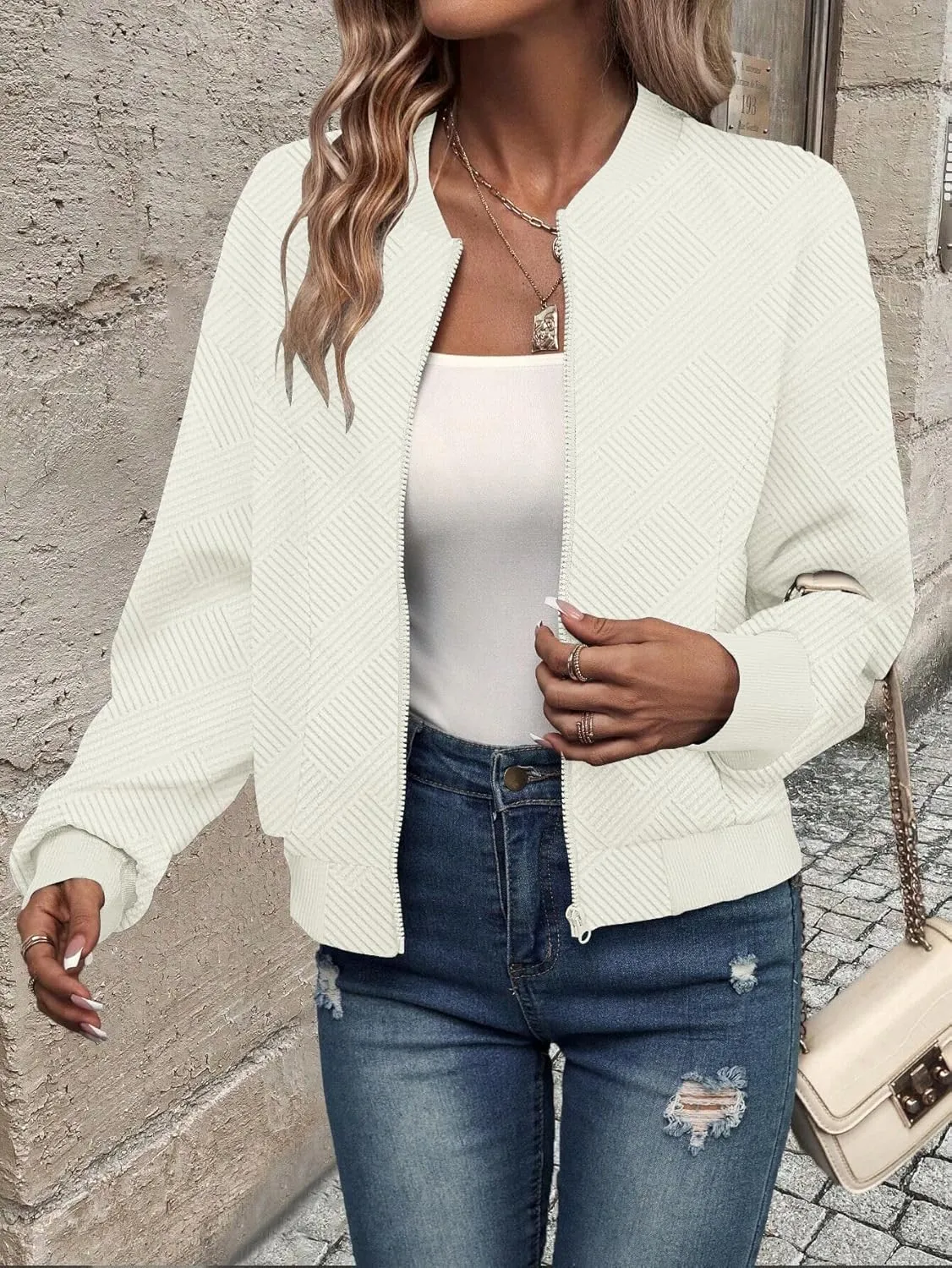 SAUKOLE Womens Full Zipper Sweatshirt Jackets 2024 Fashion Lightweight Casual Long Sleeve Shirt Jacket Coats
