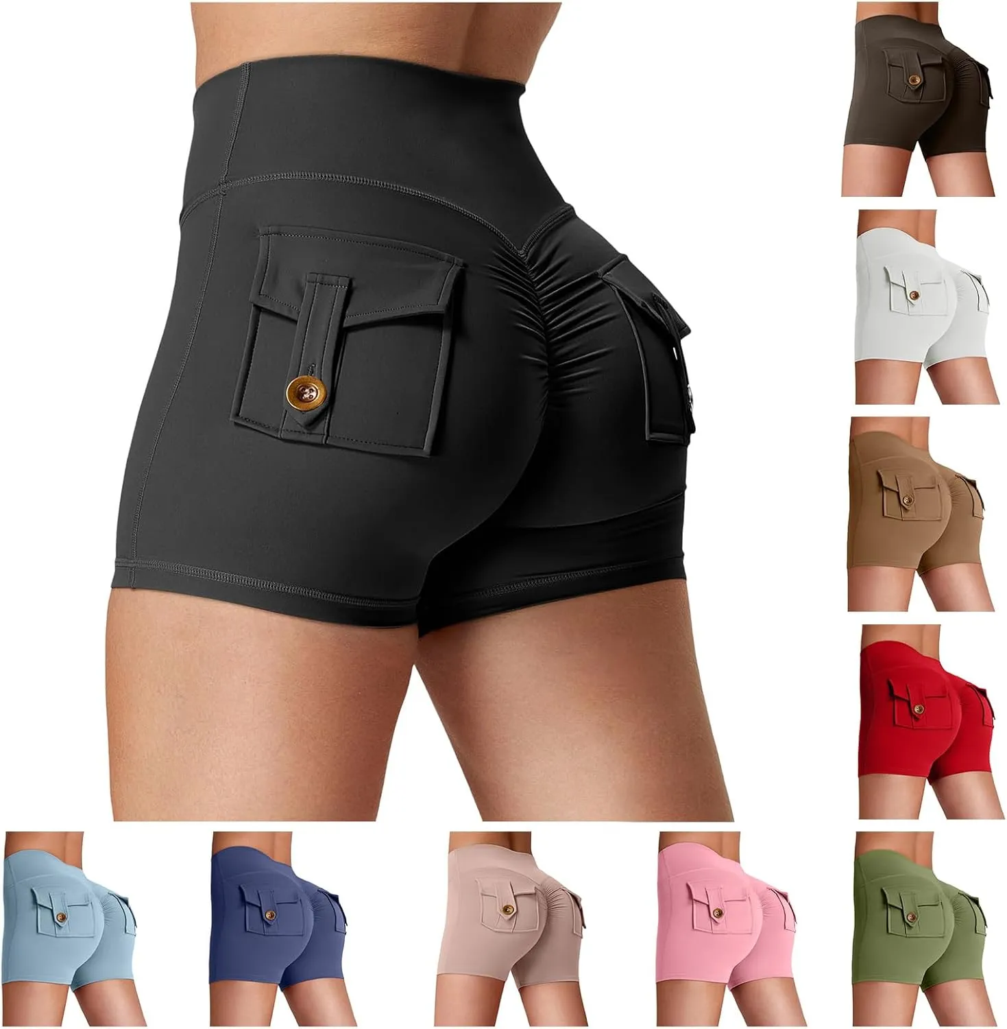 Scrunch Butt Lifting Shorts for Women High Waisted Workout Yoga Shorts Summer Athletic Pants with Pockets