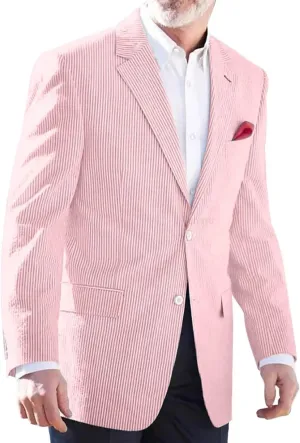 Seersucker Men's Blazer Lightweight Sport Coat and Blazers Solid Casual Two Botton Suit Jackets for Men