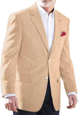 Seersucker Men's Blazer Lightweight Sport Coat and Blazers Solid Casual Two Botton Suit Jackets for Men