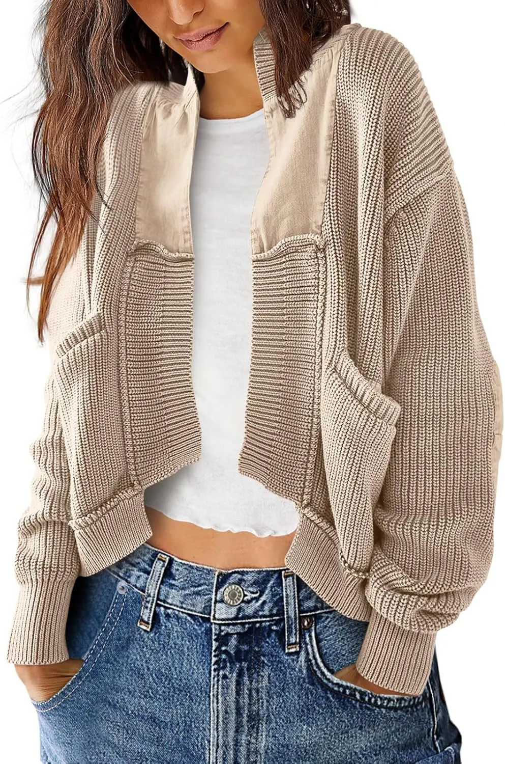 SENSERISE Womens Cardigan Sweaters Cable Knit Sweater Open Front Long Sleeve Chunky Cardigan Outerwear Coats