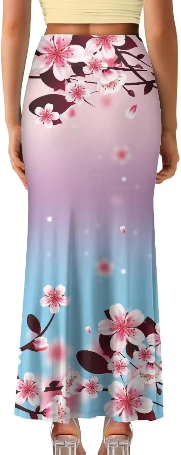 Skirts for Women Elastic Fishtail Bodycon Long Skirt High Waist A-Line Maxi Long Skirts Vacation Skirt for Lady
