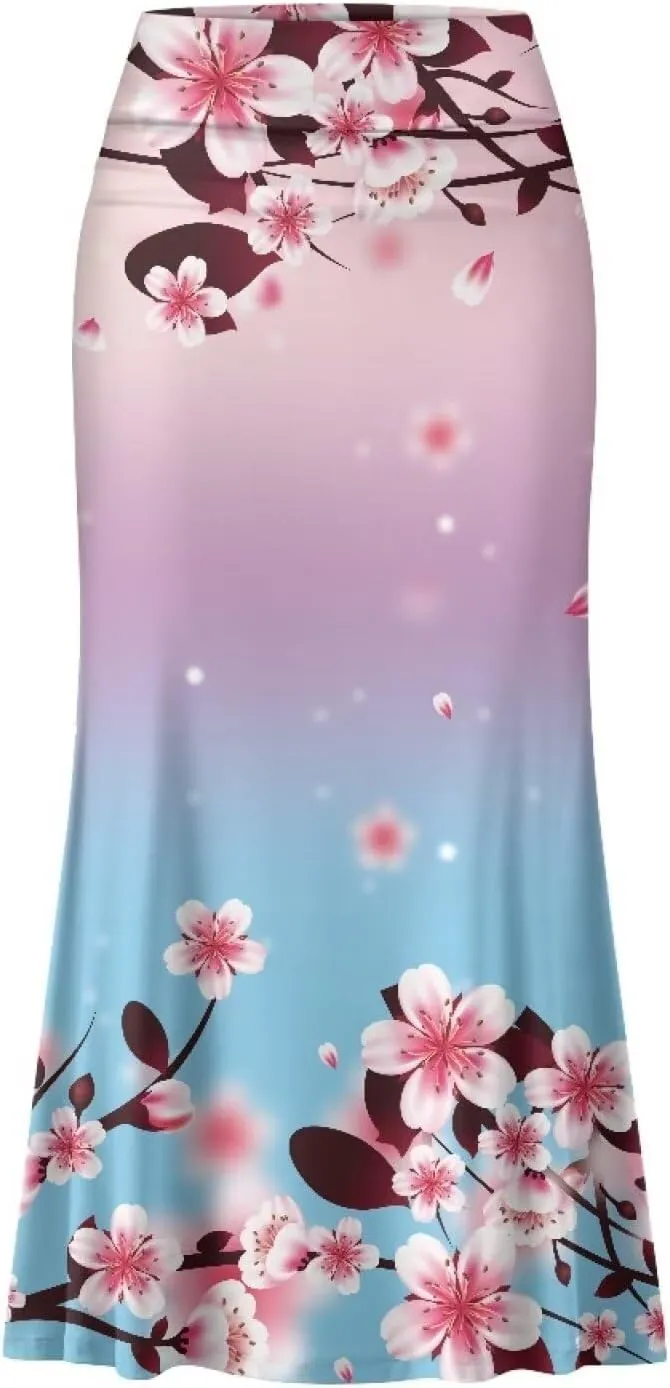 Skirts for Women Elastic Fishtail Bodycon Long Skirt High Waist A-Line Maxi Long Skirts Vacation Skirt for Lady