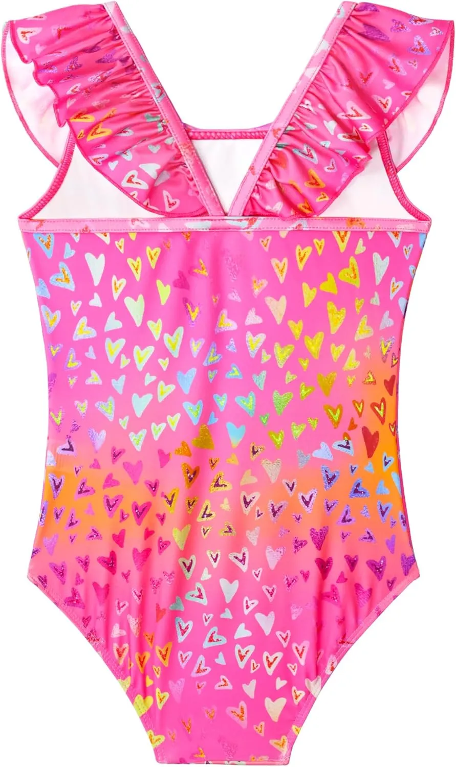 Snowheart Girls Swimsuit One Piece Bathing Suit Kids Quick Dry Shoudler Ruffle Floral Swimwear for 3-12 Years Old