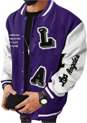 SOLY HUX Men's Varsity Jacket Letterman Bomber Jackets Color Block Long Sleeve Baseball Lightweight Coat