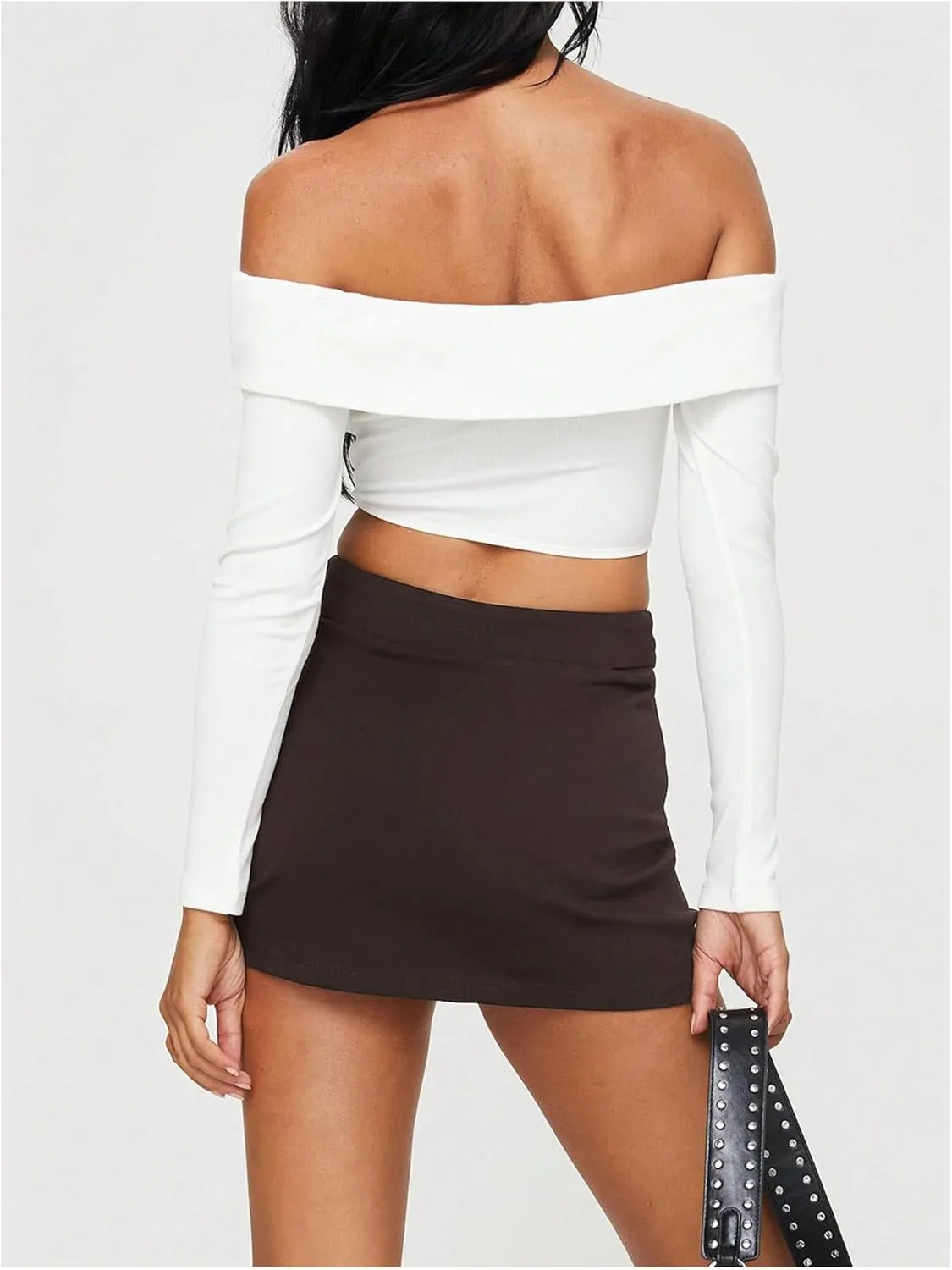 SOLY HUX Women's Mini Skirt Skorts Y2k Split Zipper Side Stretchy Pencil Bodycon Skirts with Shorts Underneath