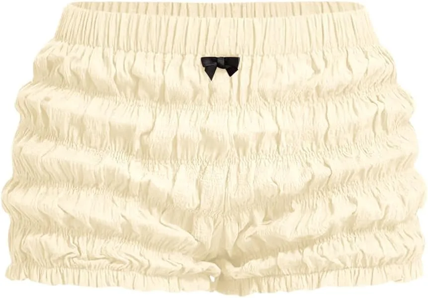 SOLY HUX Women's Ruffle Shorts Y2k Lace Lolita Bloomers Elastic Waist Frill Bottoms Micro Boyshorts