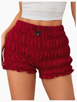 SOLY HUX Women's Ruffle Shorts Y2k Lace Lolita Bloomers Elastic Waist Frill Bottoms Micro Boyshorts