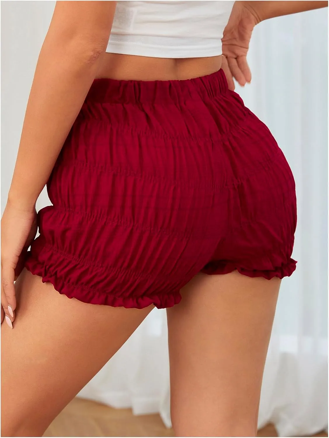 SOLY HUX Women's Ruffle Shorts Y2k Lace Lolita Bloomers Elastic Waist Frill Bottoms Micro Boyshorts
