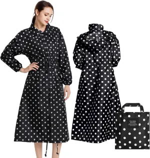SOPPY Rain Coats for Women, Long Waterproof Raincoat Lightweight Hooded Rain Jacket for Hiking Travel Outdoor