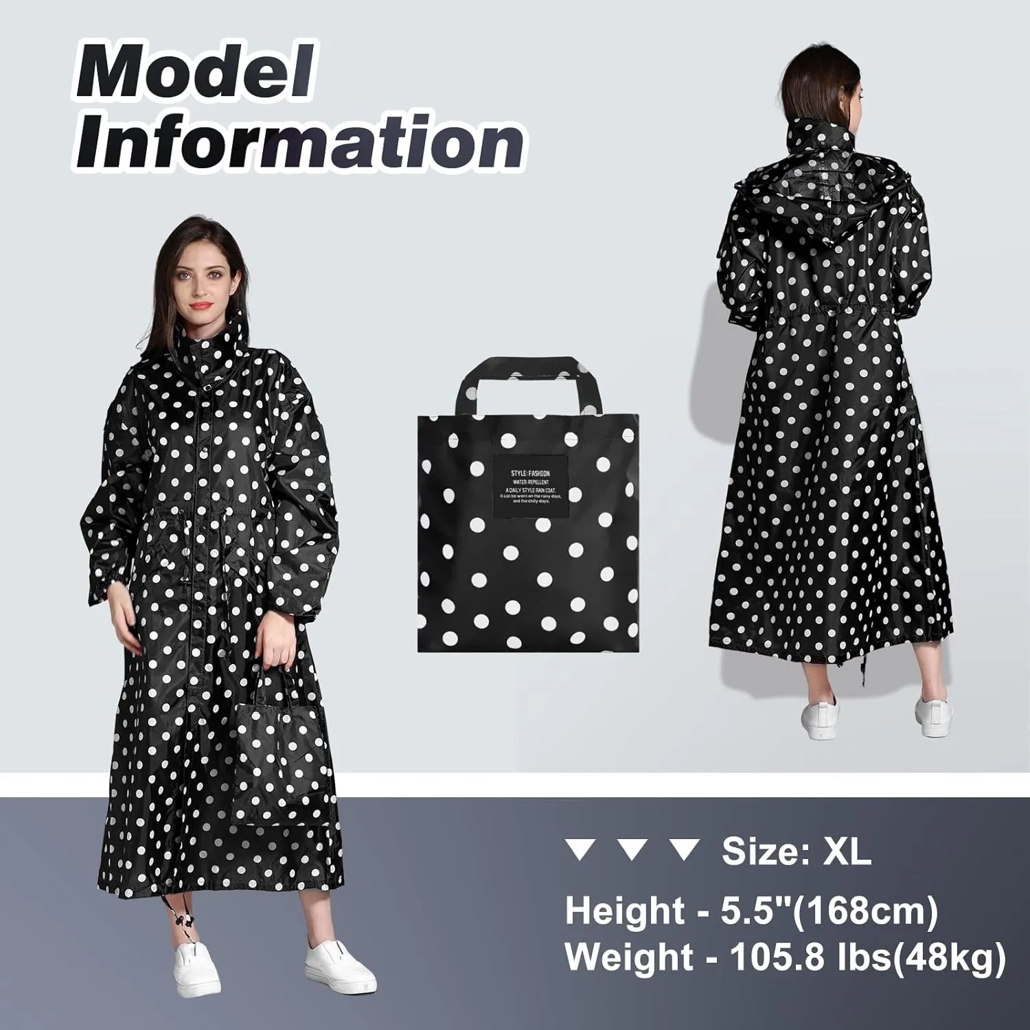 SOPPY Rain Coats for Women, Long Waterproof Raincoat Lightweight Hooded Rain Jacket for Hiking Travel Outdoor