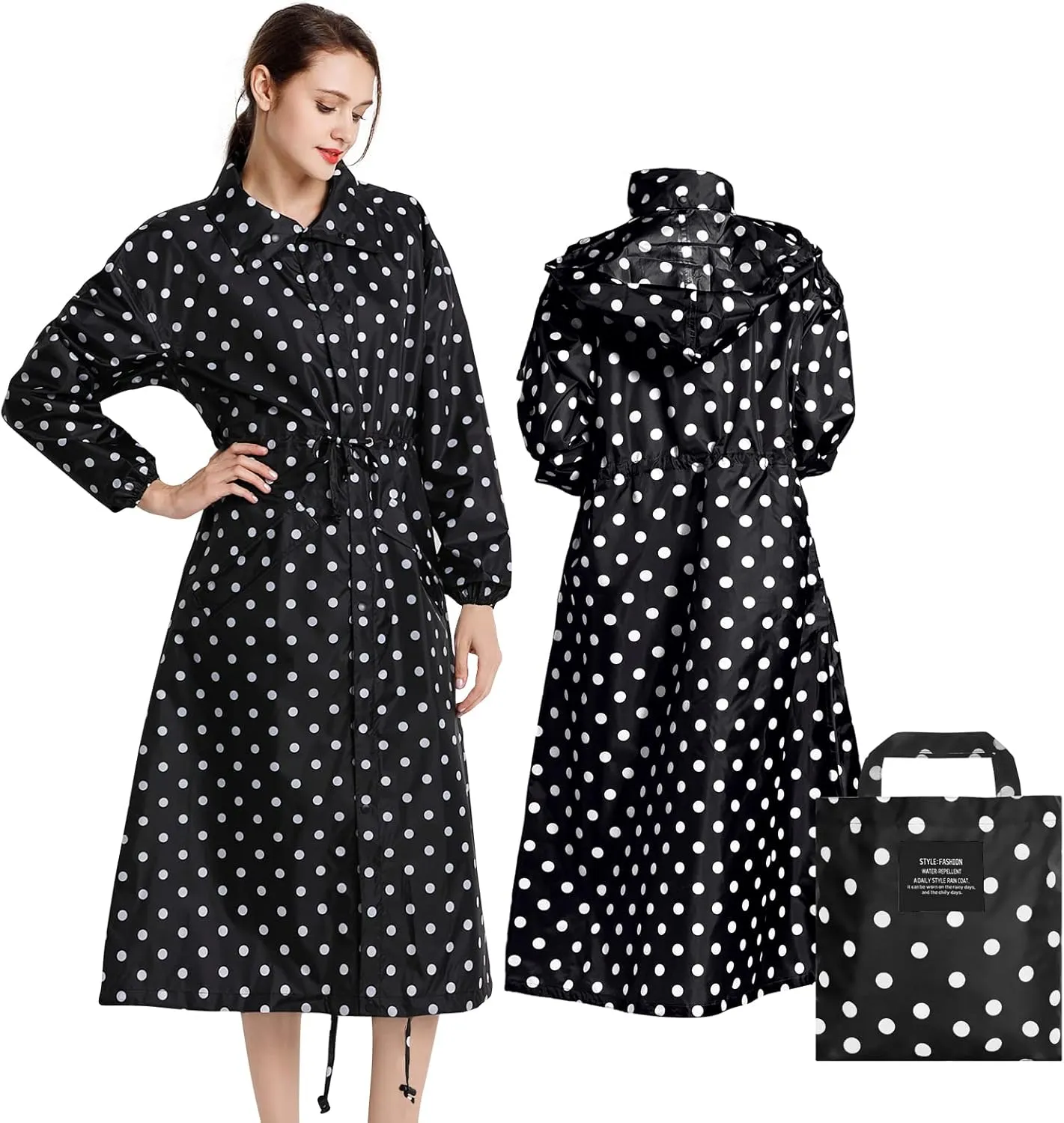 SOPPY Rain Coats for Women, Long Waterproof Raincoat Lightweight Hooded Rain Jacket for Hiking Travel Outdoor
