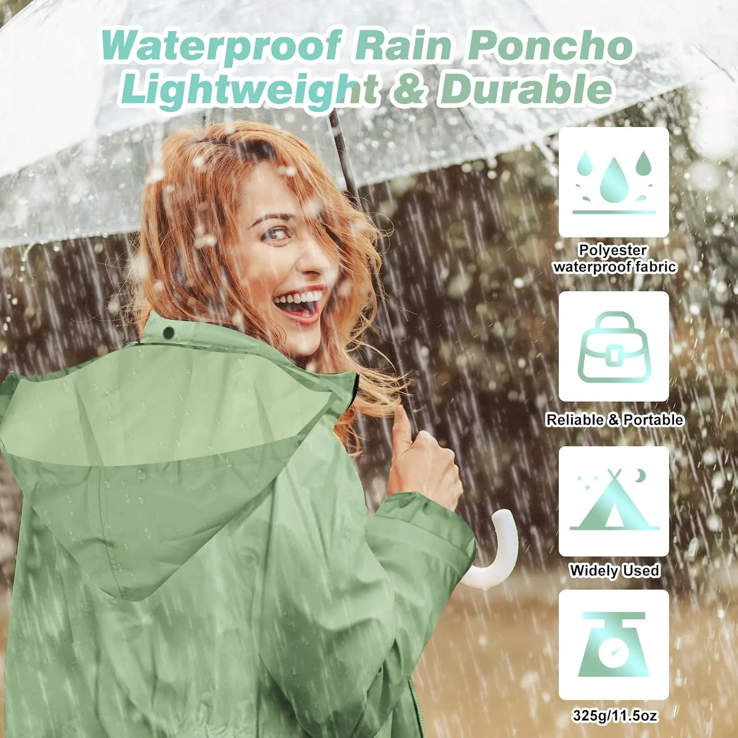 SOPPY Rain Coats for Women, Long Waterproof Raincoat Lightweight Hooded Rain Jacket for Hiking Travel Outdoor