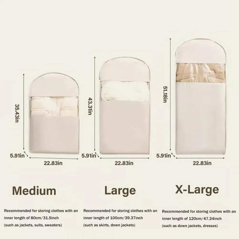 Space Saving Hanging Garment Bag  2025 Upgraded Self-Compression Zipper Garment Cover, Travel Clothes Storage Bag for Closet, Suitcase & Moving  Lightweight (Beige, L)