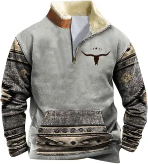 Sport Costume Blouse Flannel Jackets Men Heavyweight Coat Casual Print Western Jacket Sweatshirts Casual Warm