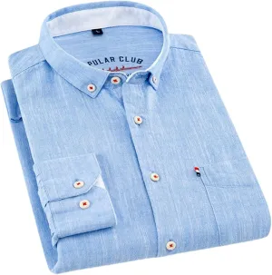 Spring Cotton and Linen Shirt Men's Long Sleeve Linen Cotton Light Casual Loose Shirt