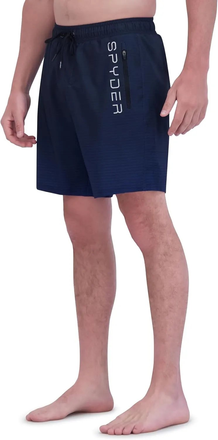 Spyder Men's Swim Trunks, Stretch, Quick-Dry, 7-inch Board Shorts, UPF 50 , Compression Boxer Liner