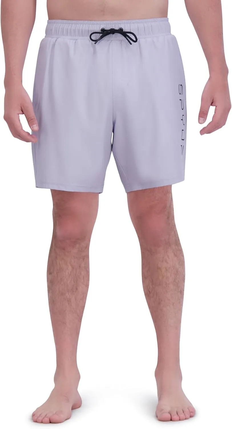 Spyder Men's Swim Trunks, Stretch, Quick-Dry, 7-inch Board Shorts, UPF 50 , Compression Boxer Liner