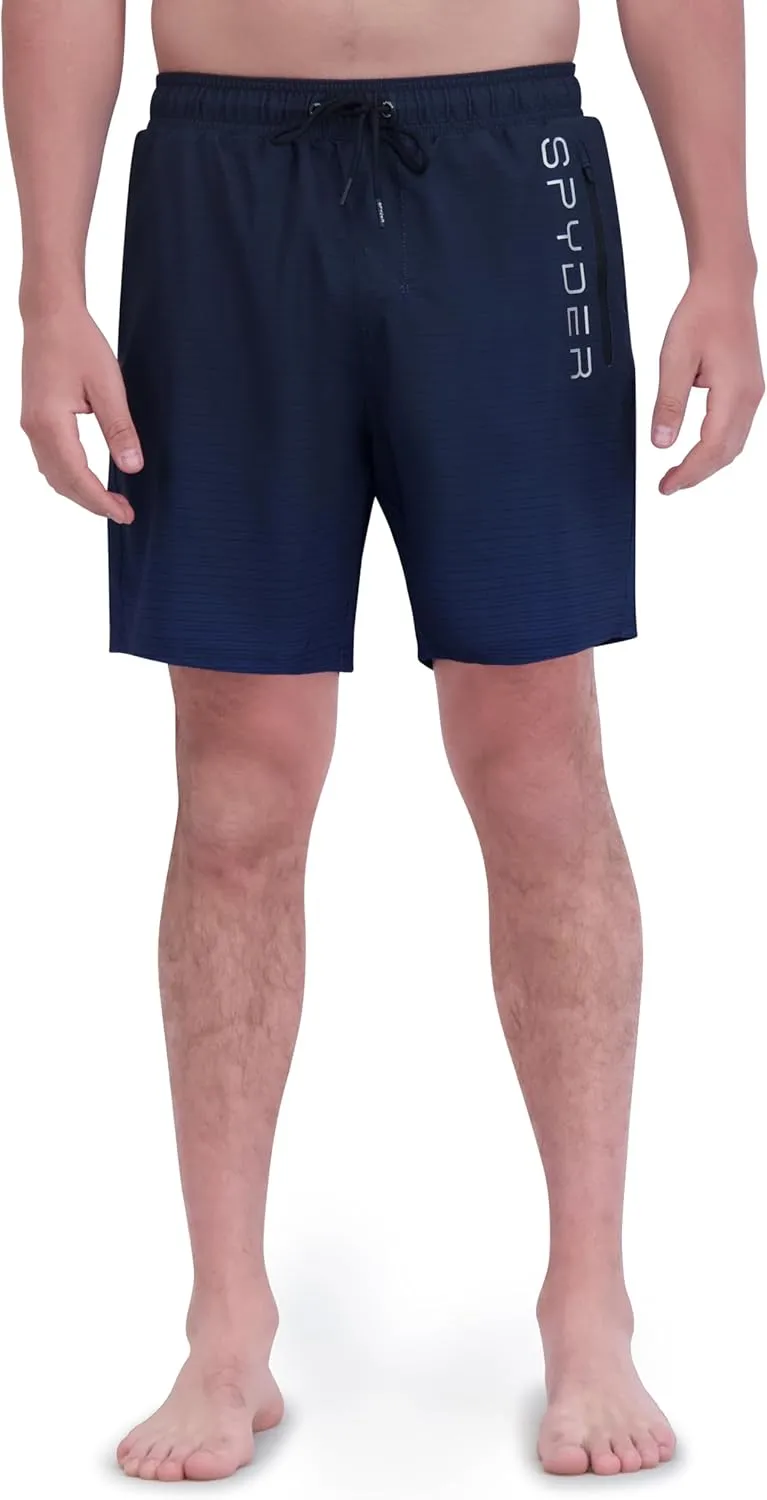 Spyder Men's Swim Trunks, Stretch, Quick-Dry, 7-inch Board Shorts, UPF 50 , Compression Boxer Liner