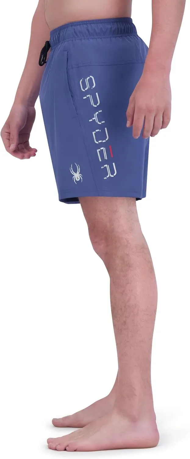 Spyder Men's Swim Trunks, Stretch, Quick-Dry, 7-inch Board Shorts, UPF 50 , Compression Boxer Liner