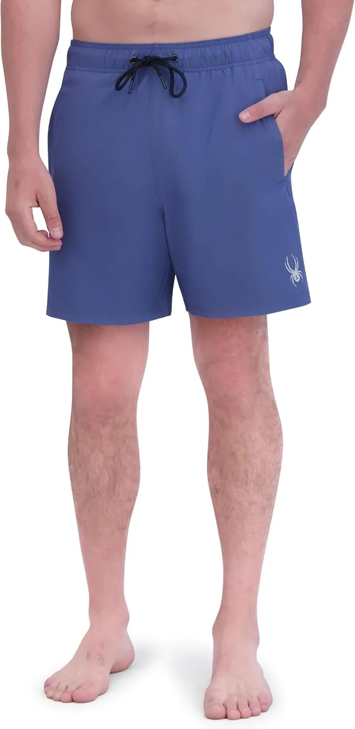 Spyder Men's Swim Trunks, Stretch, Quick-Dry, 7-inch Board Shorts, UPF 50 , Compression Boxer Liner