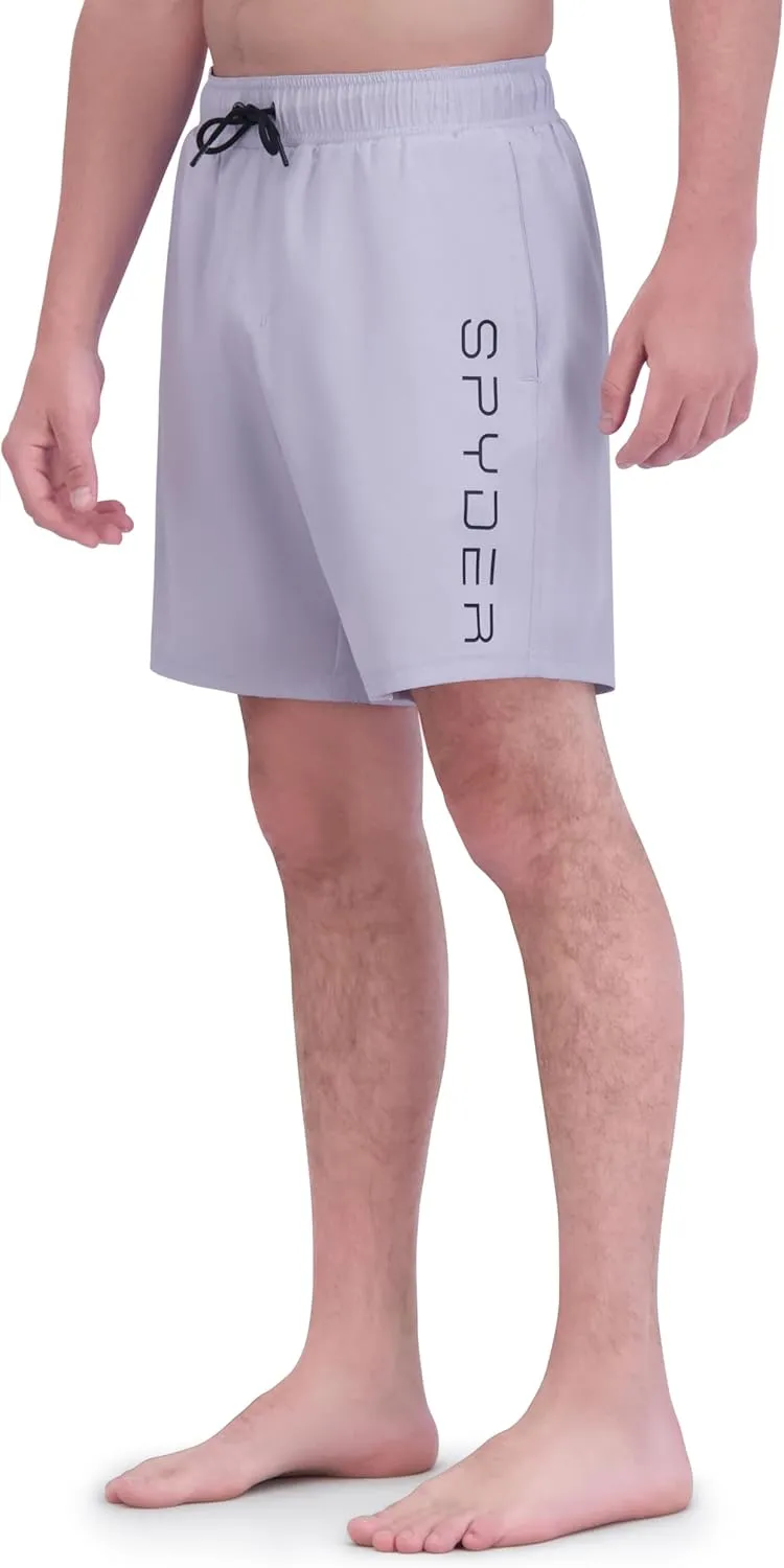 Spyder Men's Swim Trunks, Stretch, Quick-Dry, 7-inch Board Shorts, UPF 50 , Compression Boxer Liner