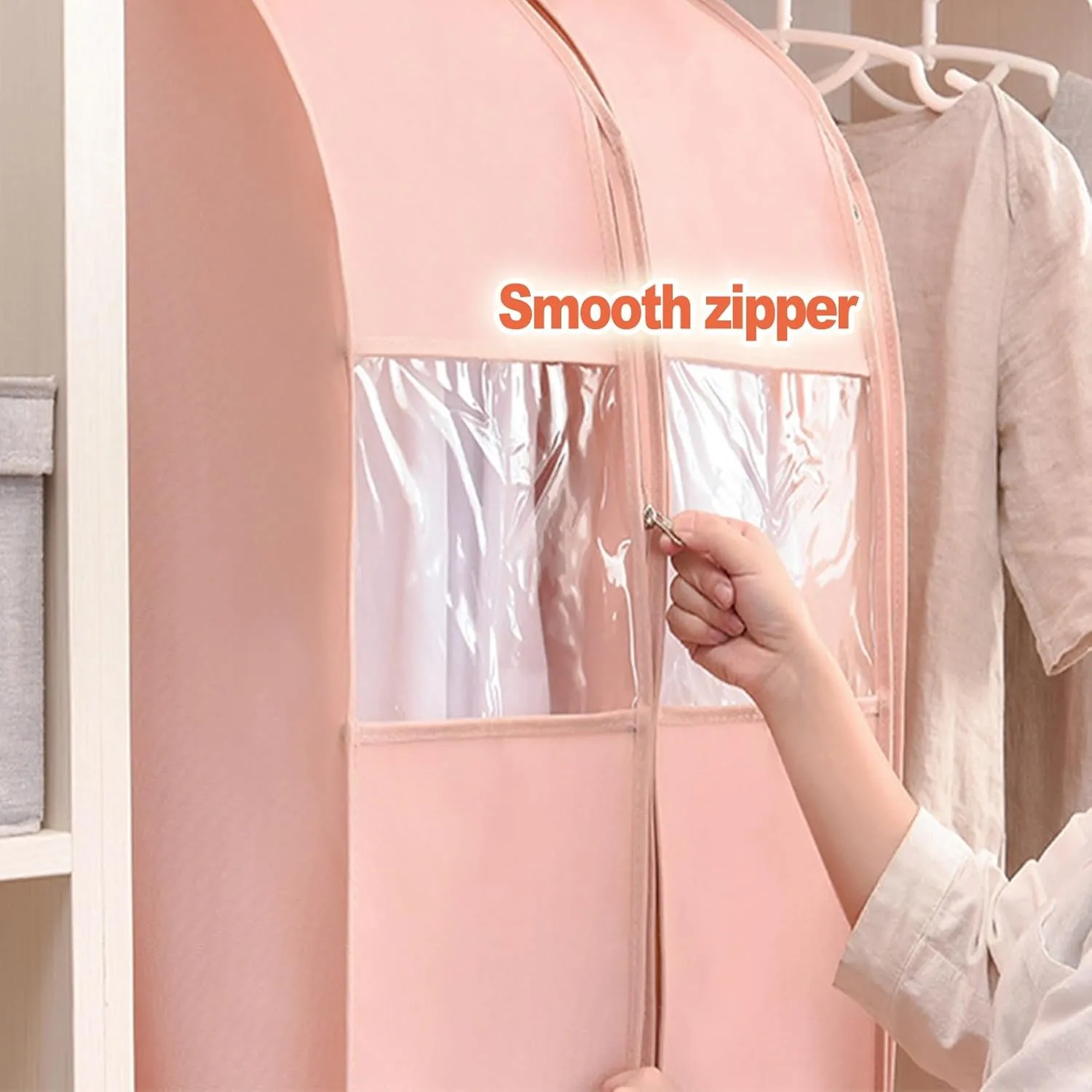 Storage Bags for Clothes,Suit Bags for Closet Storage Moth Proof with Zipper Transparent Window Garment Rack Cover for Clothes, Coats, Jackets, Shirts