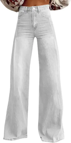 Straight Wide Leg Jeans for Women Plus Size Stretch High Waist Denim Pants Baggy Trendy Classic Vintage Jean Trousers