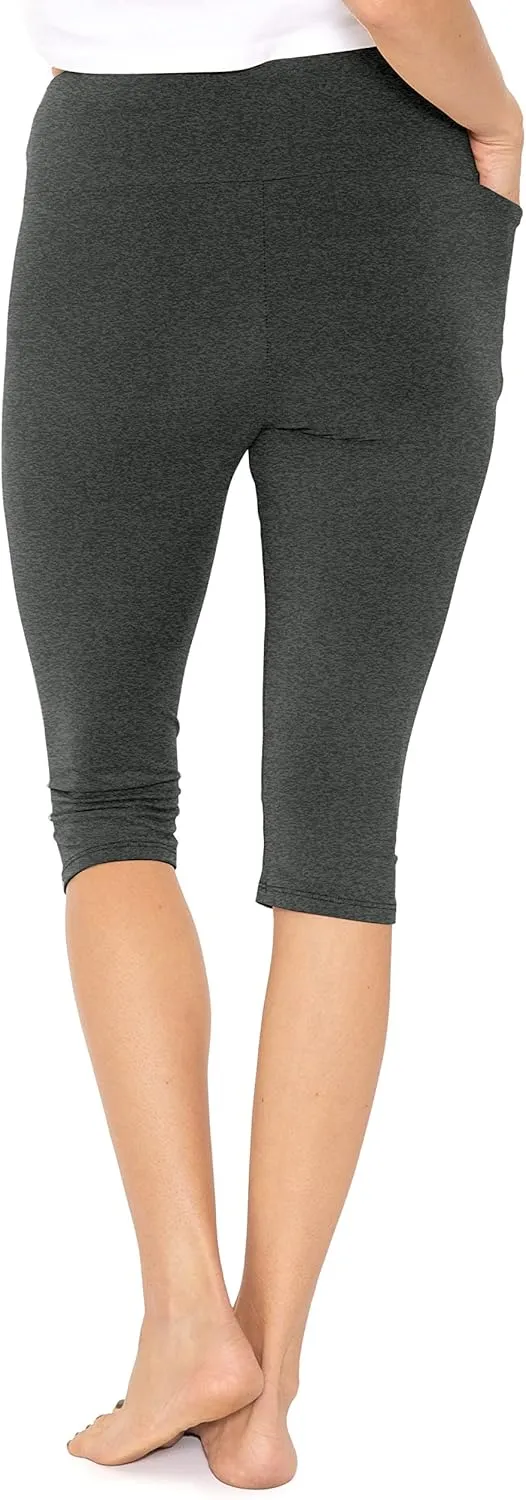 STRETCH IS COMFORT Women and Plus Size High Waist Biker Shorts, Full, and Knee Length Leggings with Pocket