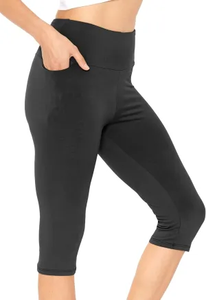STRETCH IS COMFORT Women and Plus Size High Waist Biker Shorts, Full, and Knee Length Leggings with Pocket