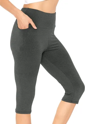 STRETCH IS COMFORT Women and Plus Size High Waist Biker Shorts, Full, and Knee Length Leggings with Pocket