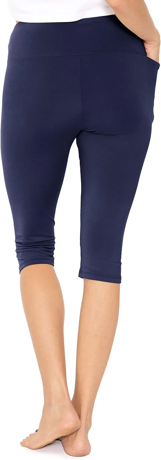 STRETCH IS COMFORT Women and Plus Size High Waist Biker Shorts, Full, and Knee Length Leggings with Pocket